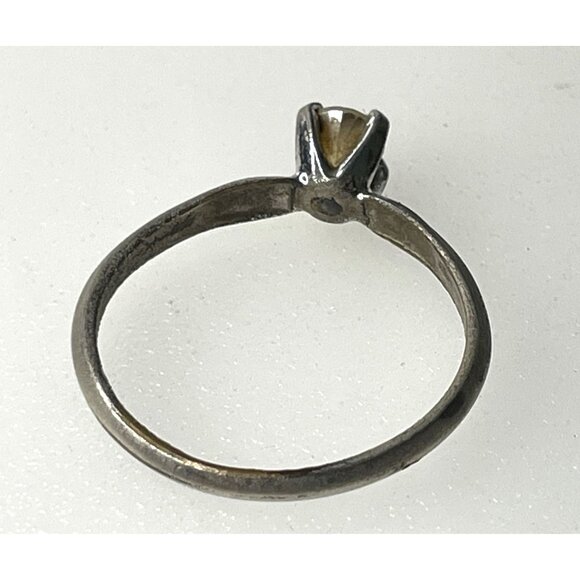 Vintage Faux Diamond Solitaire Engagement Ring Shows Age - Picture 2 of 6